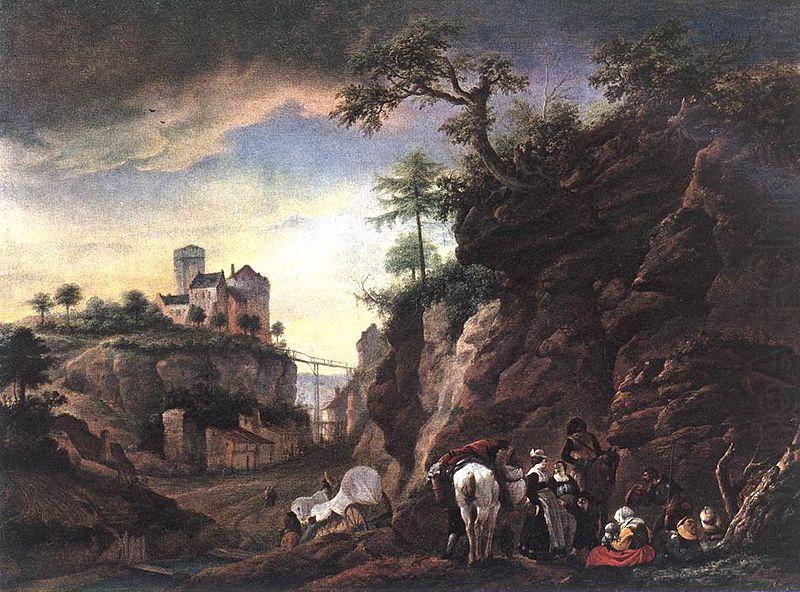 Philips Wouwerman Rocky Landscape with resting Travellers china oil painting image